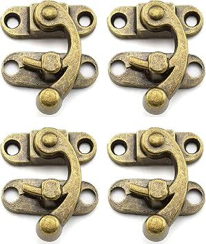 Antique Vintage Lock Clasp Right Latch Hook Hasp,LBTODH 4 Pack Zinc Alloy Hook Latch Swing Arm Latch Plated for Jewelry Box Cabinet Toolbox Suitcase with Mounting ScrewsBronze Tone