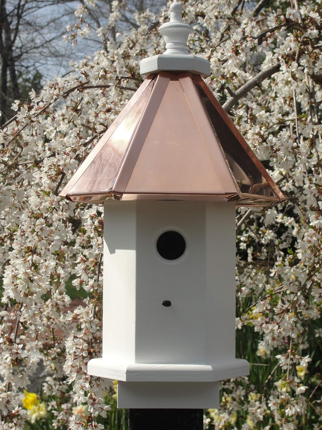 Wooden Bird House 1 Compartment, Copper Roof, 6 Sides, (1 Compartment 6 Sided, Copper)
