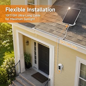 Solar Panel Charger for Ring Camera, for Spotlight Cam/Pro/Plus Battery