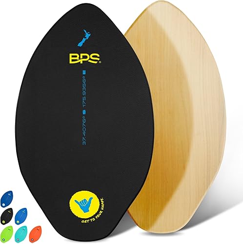 BPS Skimboard 'Shaka' de Nueva Zelanda con almohadillas de agarre EVA de colores y capa transparente de alto brillo tablas de madera para aventuras