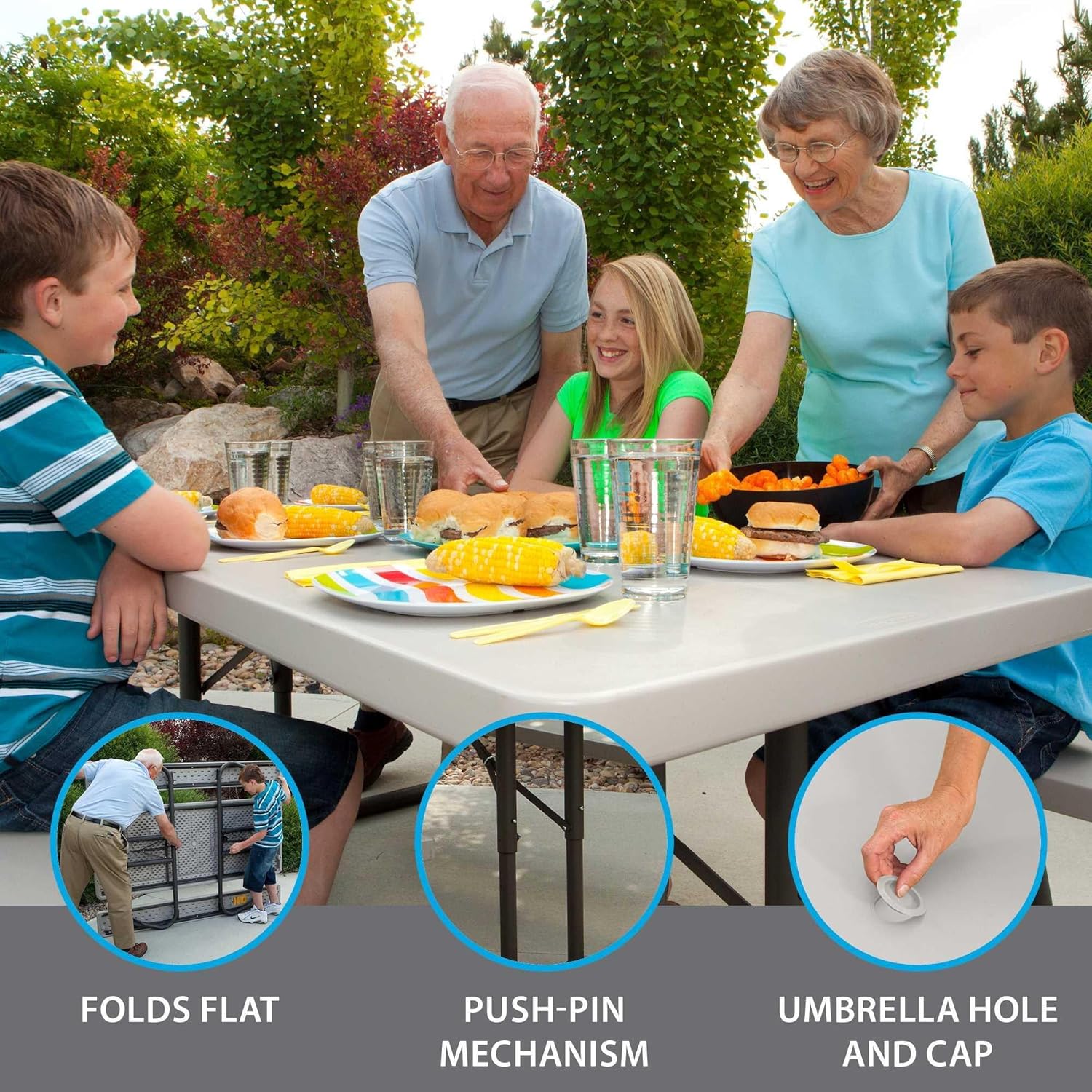 Lifetime Picnic Tables 2119 6-Ft Putty Plastic Top Steel Folding Frame 10 Pack