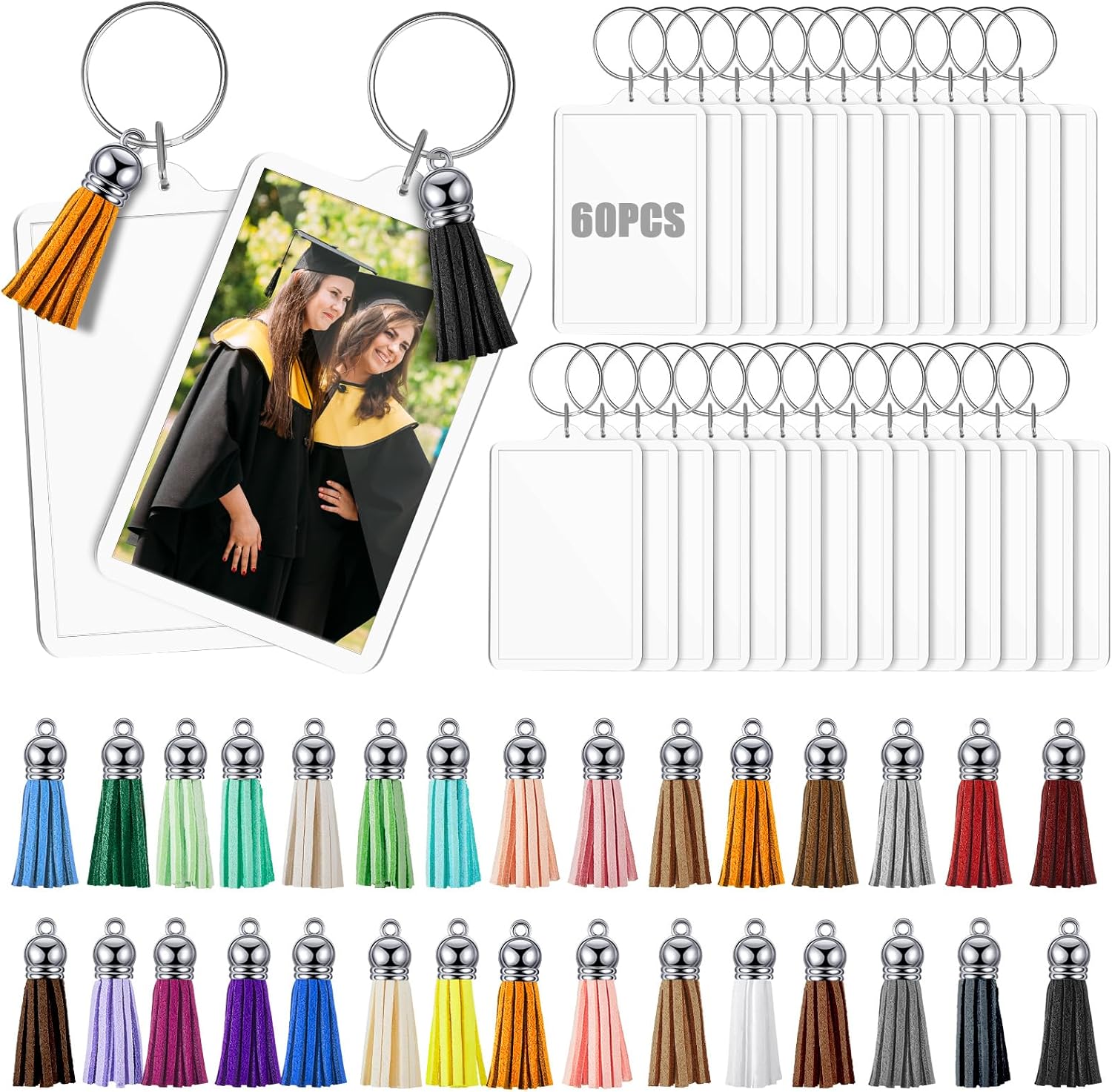 Henoyso Acrylic Photo Frame Keychain Picture Insert Blank Clear Picture Holder 2026 Graduation Gift for DIY Craft