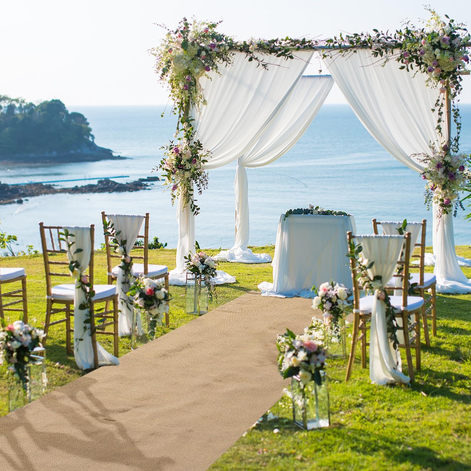 SK Studio Tapis de Mariage, 1 x 15 m Tapis de Passage en Toile de Jute pour Fête église Mariage Cérémonie