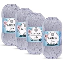 Kartopu Lotus,Satin Textured Summer Knitting Yarn,4Balls Each SkeinBall 3.53 Oz 100g,Baby Yarn Light Lilac 714