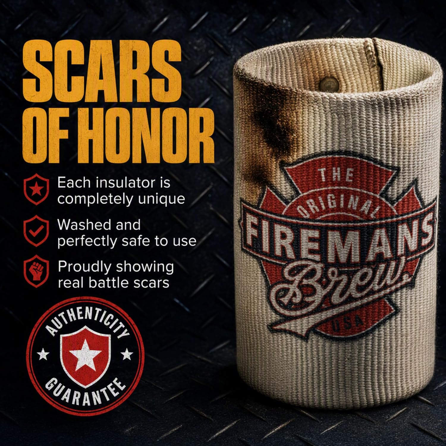 Firemans Brew Firehose Insulator Can Holder, Made from Firehose material