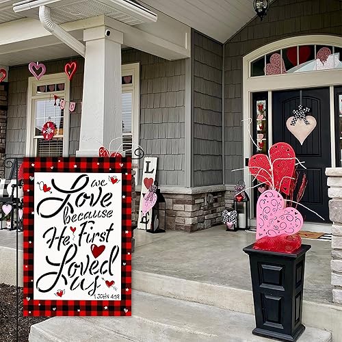 Miniatura 6 de Banderas de jardín para el día de San Valentín, 12 x 18 pulgadas, de doble cara, aniversario, boda, día de San Valentín, decoración de fiesta de