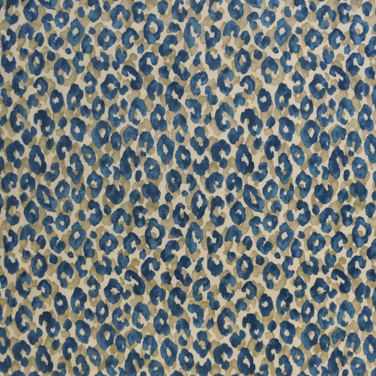 Snow Leopard Outdoor Cornflower 54" Width Animal-Print Novelty Drapery Fabric, Curtain Fabric, Upholstery Fabric, and Table Linen Fabric by The Yard on Best Price