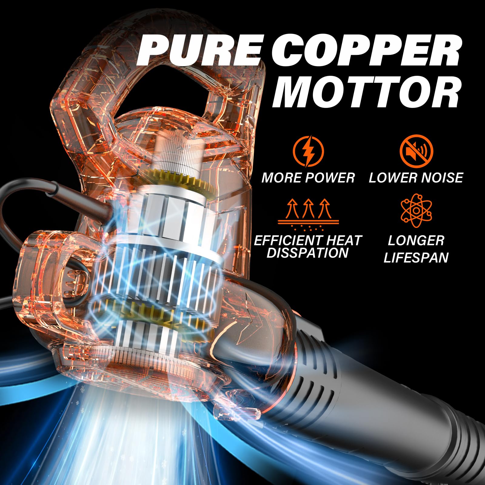 MAXLANDER - Soplador de hojas con cable, 7-AMP 350 CFM/155 MPH, soplador de hojas pequeñas de mano ligero para cuidado del césped