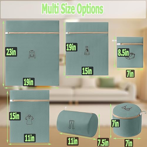 Miniatura 7 de Bolsas de malla para lavandería, 4 bolsas reutilizables de lavado de ropa, doble capa gruesa duradera, bolsas de lavado para lavadora, para tops,