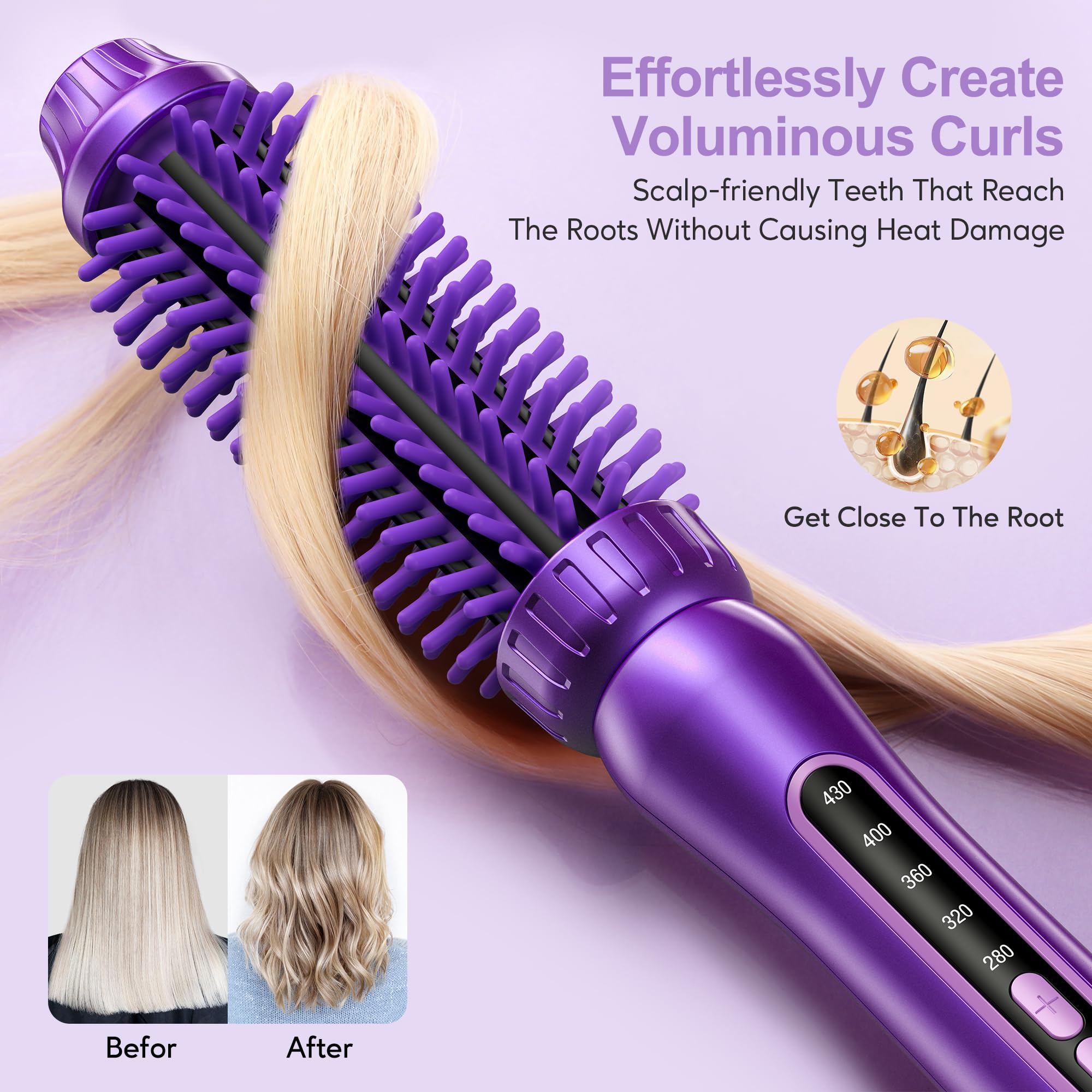 Farery Thermal Brush 1 Inch for Short Hair, Anti-Scald & No