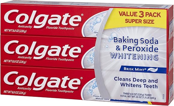 Colgate Baking Soda and Peroxide Whitening Toothpaste - 8 ounce (3 Pack)