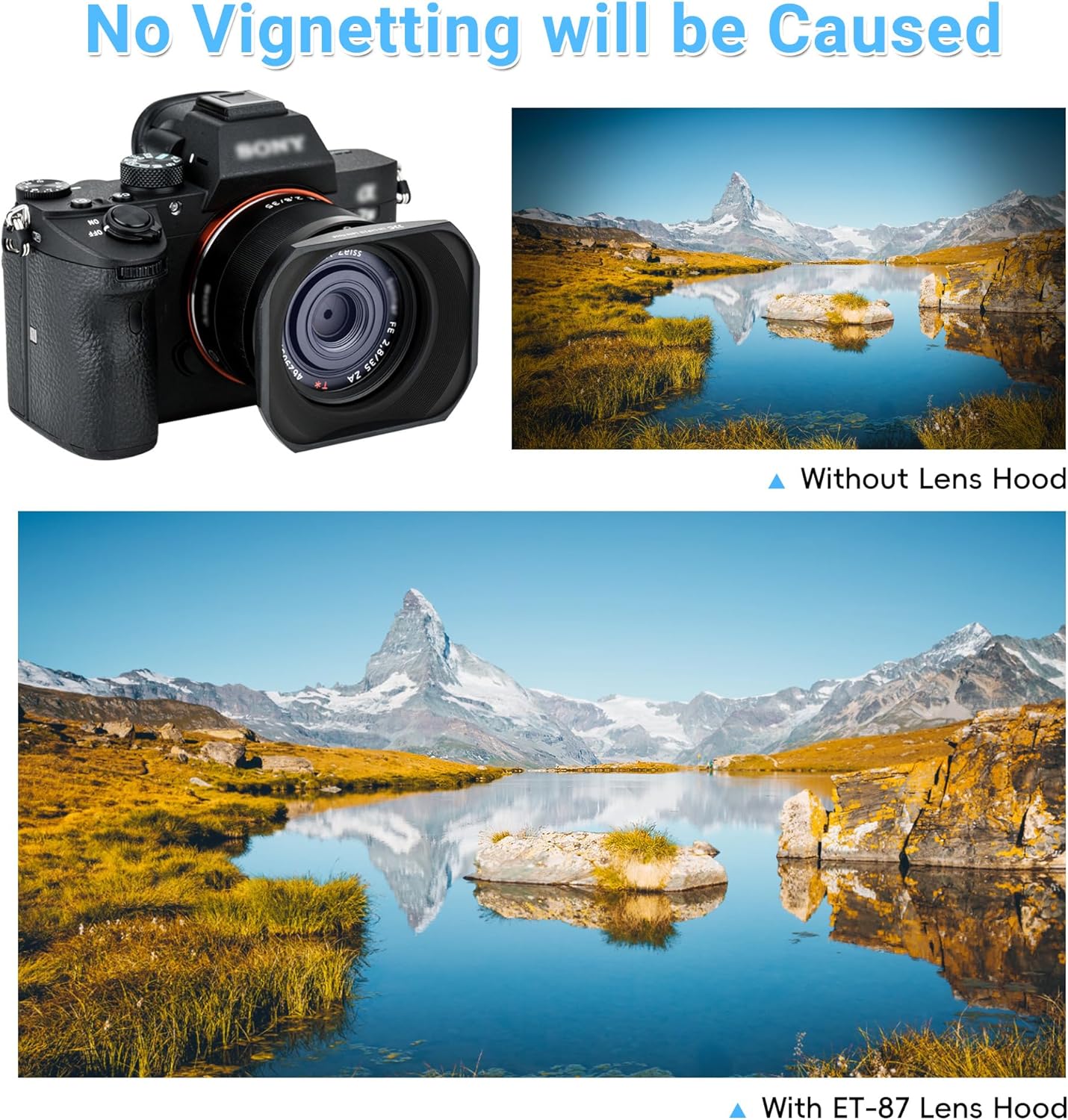 Square Metal LHP-1 RX1R III Lens Hood Shade Protector with Hood Cap for Sony RX1R III II RX1 RX1R RX1RIII RX1RII Camera,Protective Cover for Sony E 55-210mm F4.5-6.3 OSS E 35mm F1.8 OSS E 50mm F1.8