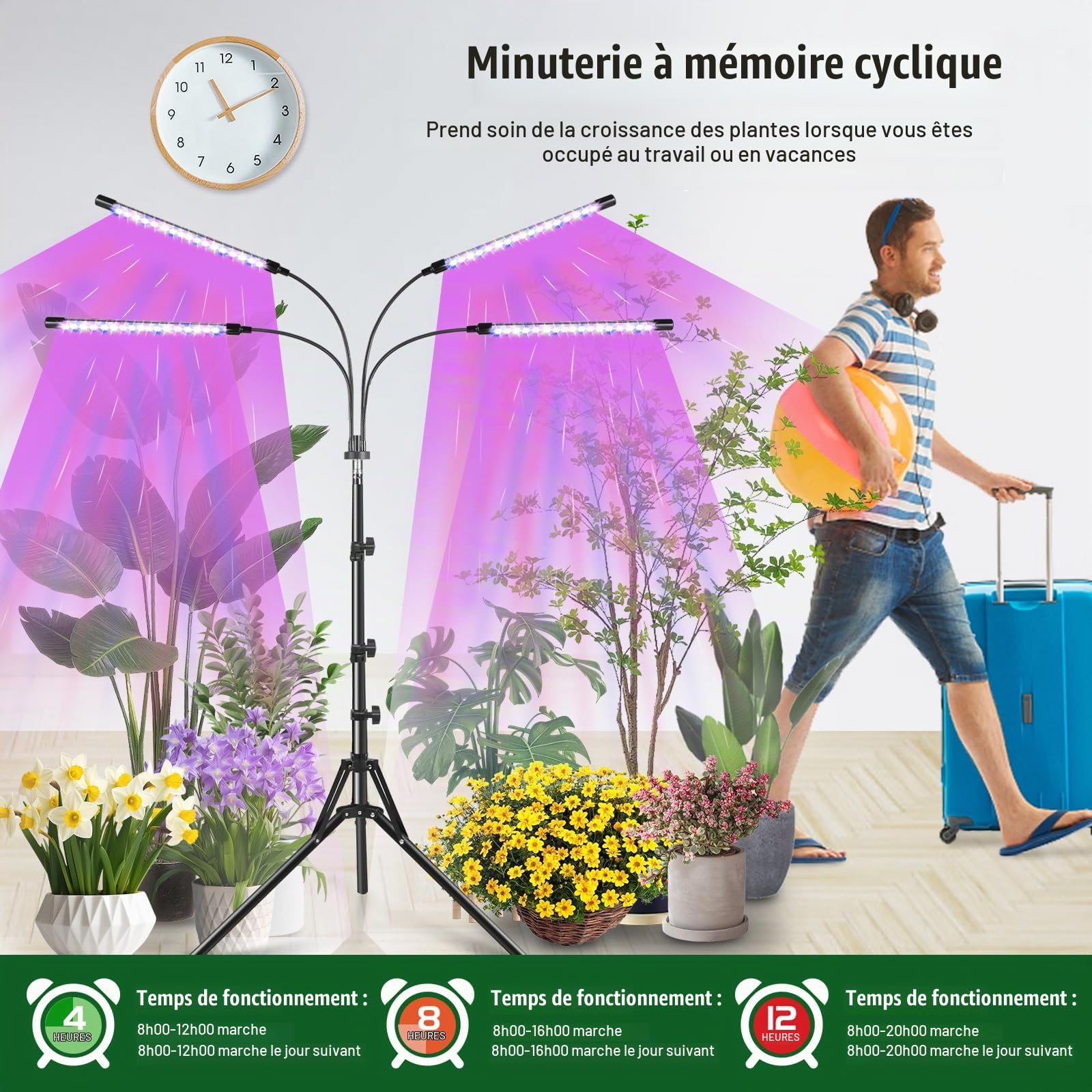 Railee Lampe de Plante 120 LED Lampe de Croissance pour Plantes avec Trépied