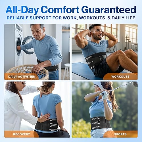 Miniatura 5 de Modvel Soporte de espalda para dolor de espalda baja para mujeres y hombres - Cinturón de soporte lumbar para ciática, hernia de disco, tensión