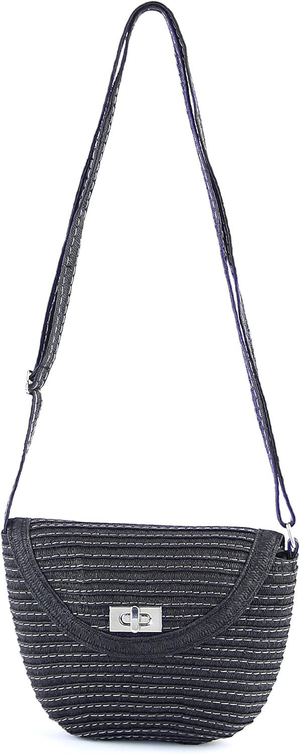 Small Straw Cross Body Bag Black Clothing, Shoes & Jewelry