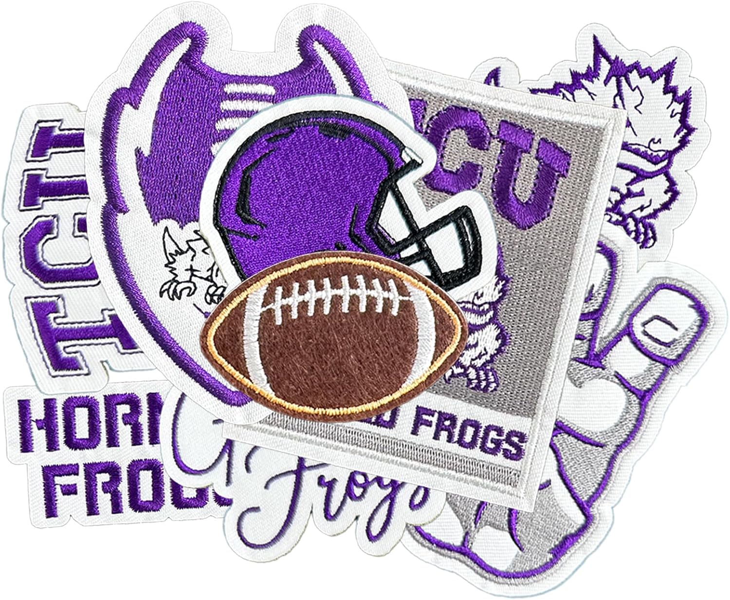 9PCS Texas Frog Iron On Patches，Embroidered Applique Football for Jeans, T-Shirts, Hats, Backpacks & Sports Gear.