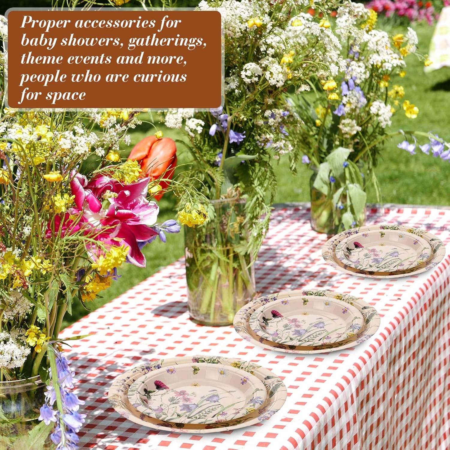 Mumufy 100 Pack Floral Paper Plates 9 & 7 Disposable Wildflower Dessert Plates Dinner Tableware Floral Party Decoration for Easter Garden Spring Tea Party Baby Shower Wedding Birthday Supplies