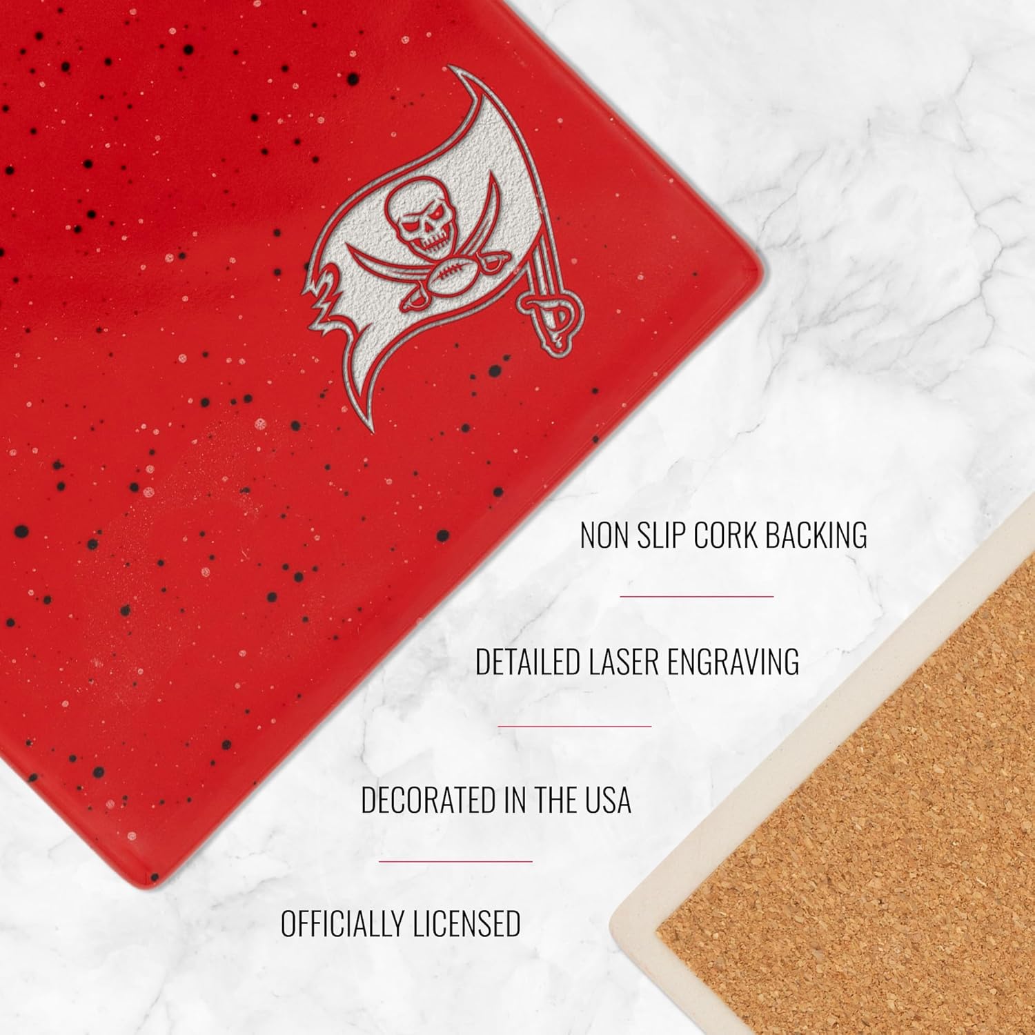 Rico Industries NFL Football Standard Set of 4 Ceramic Drink Coasters with Non-Slip Cork Base for Drinks - Image 5