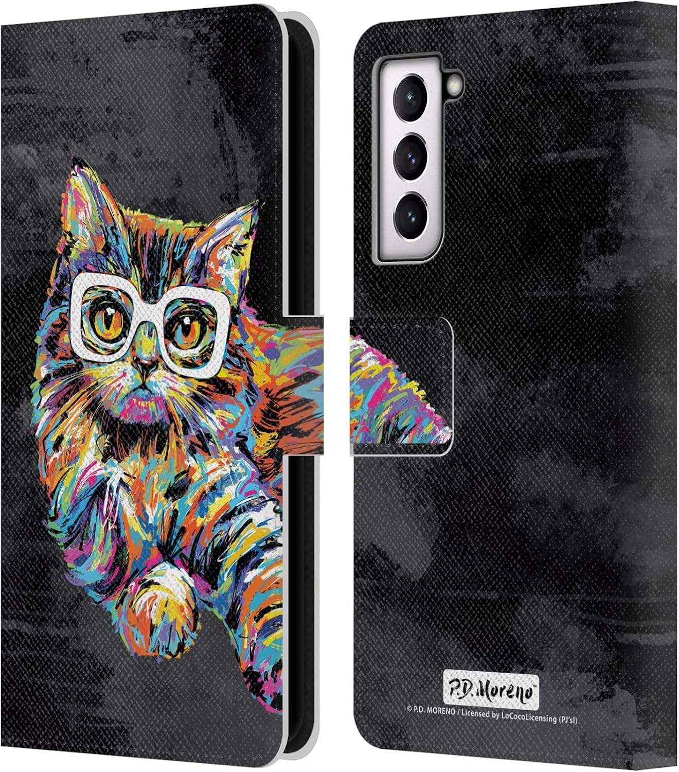 Head Case Designs Officially Licensed P.D. Moreno Nicola The Cat Animals II Leather Wallet Case Compatible with Samsung Galaxy S21 5G