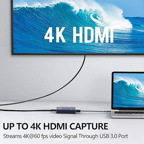 Miniatura 4 de Tarjeta de captura de video de audio 4K con cable HDMI, USB 3.0, Full HD 1080P para grabación de juegos, transmisión en vivo..