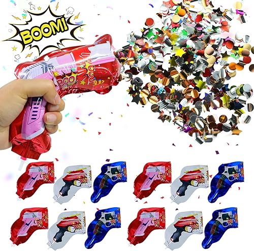 ENUOLI 12 pistolas inflables de fuegos artificiales, confeti de mano, juguete de disparos para fiesta, confeti, fuegos artificiales, suministros de