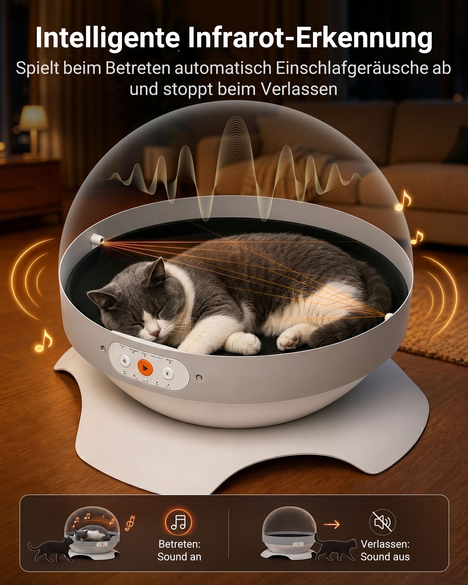 Intelligentes Katzenbett mit TEC Kühlung & Heizung, 10–50°C