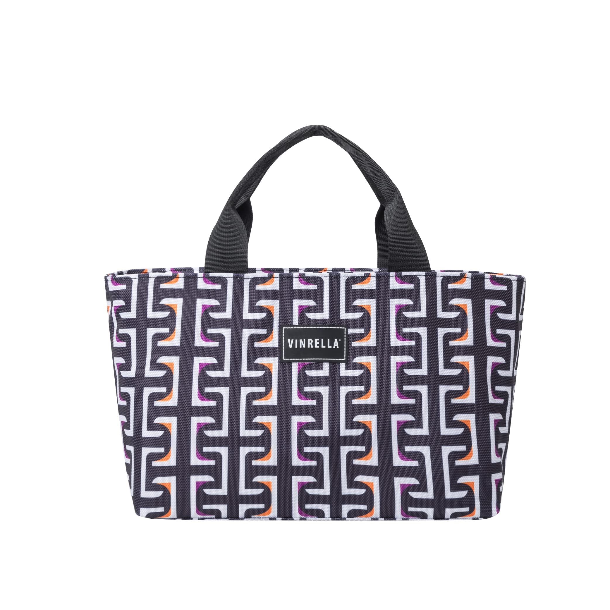 VINRELLAVinrella Lunch Tote - Bon Appetite - Geometric Black, Tote Bag Lunch Box for Women, Stylish Insulated Lunch Bag, Modern Bag Lunchbox for Adults, Work Lunch Bag for Women, Great for the Office & Picnic
