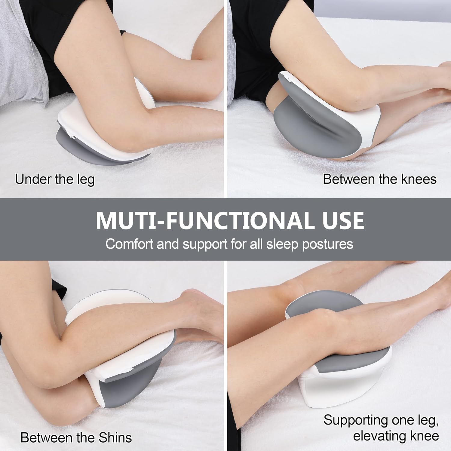 Knee Pillow for Side Sleepers, Dual-Side Leg Pillow for Side Sleeping with Cooling Cover and Soft Memory Foam Relief for Back, HIPS, Knees, Joints, Nerves, Muscles