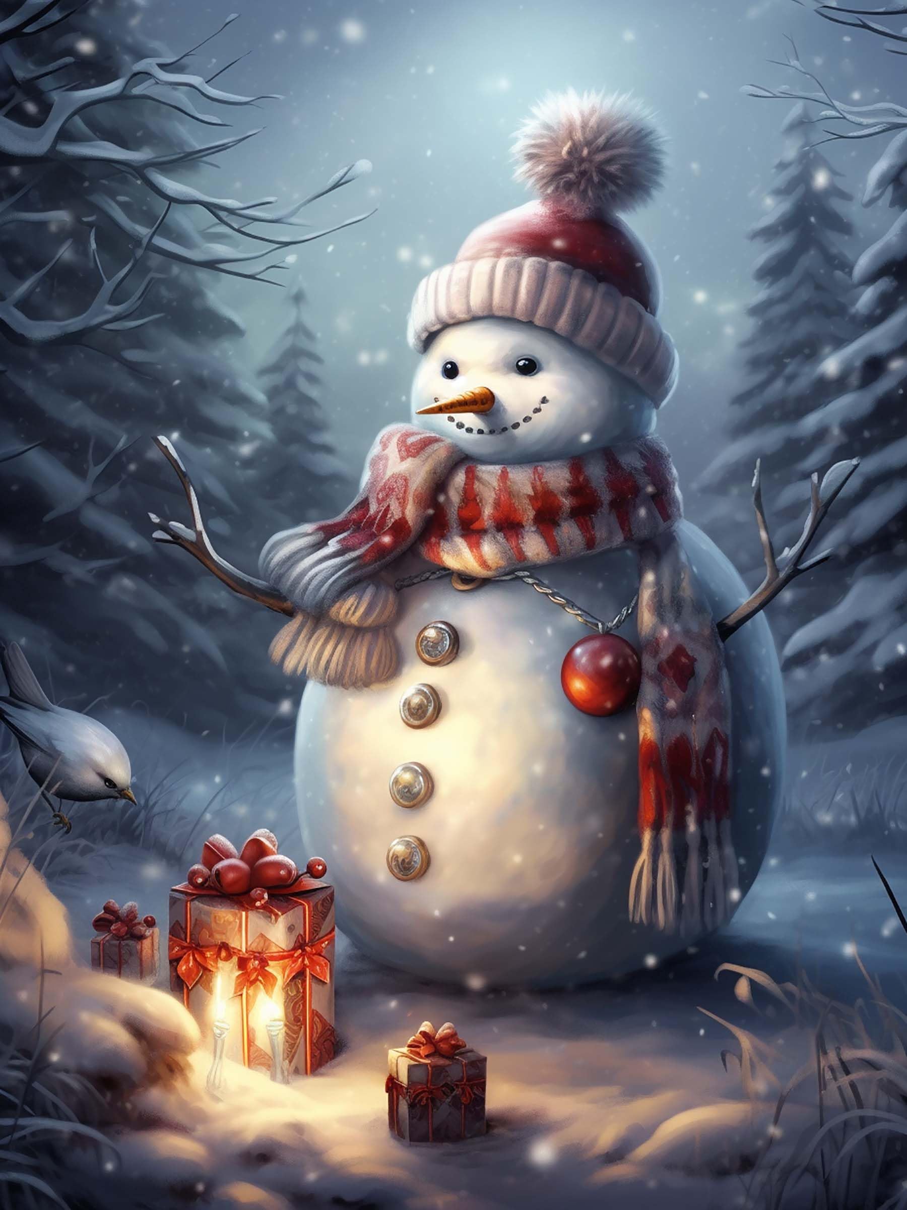VAIIEYO Diamond Art Christmas Snowman, 5D Diamond Art Kit for Beginners, DIY Paint with Round Full Drill Diamonds Paintings Gem Art for Home Wall Decoration Gift-16X20 Inch-143