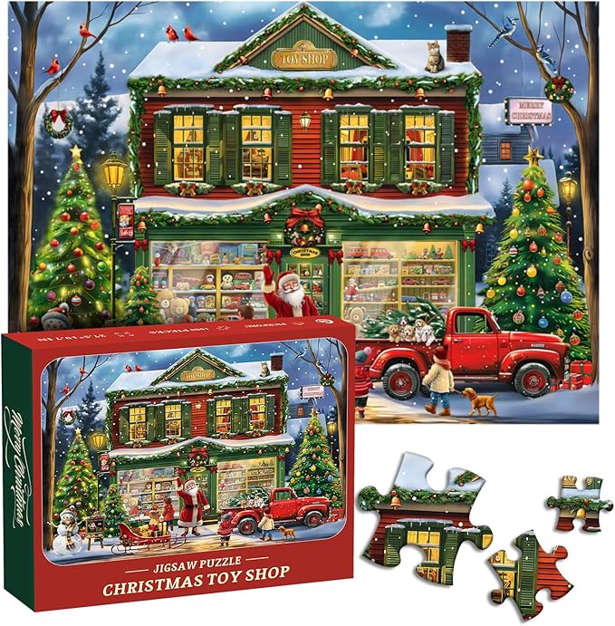PICKFORU Christmas Puzzles 1000 Pieces for Adults, Vintage