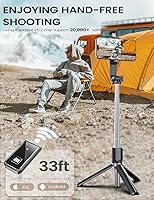 Vista 5 de Trípode selfie stick con control remoto, extensible giratorio de 360°, soporte de trípode de teléfono de 41.7 pulgadas para filmación de teléfono