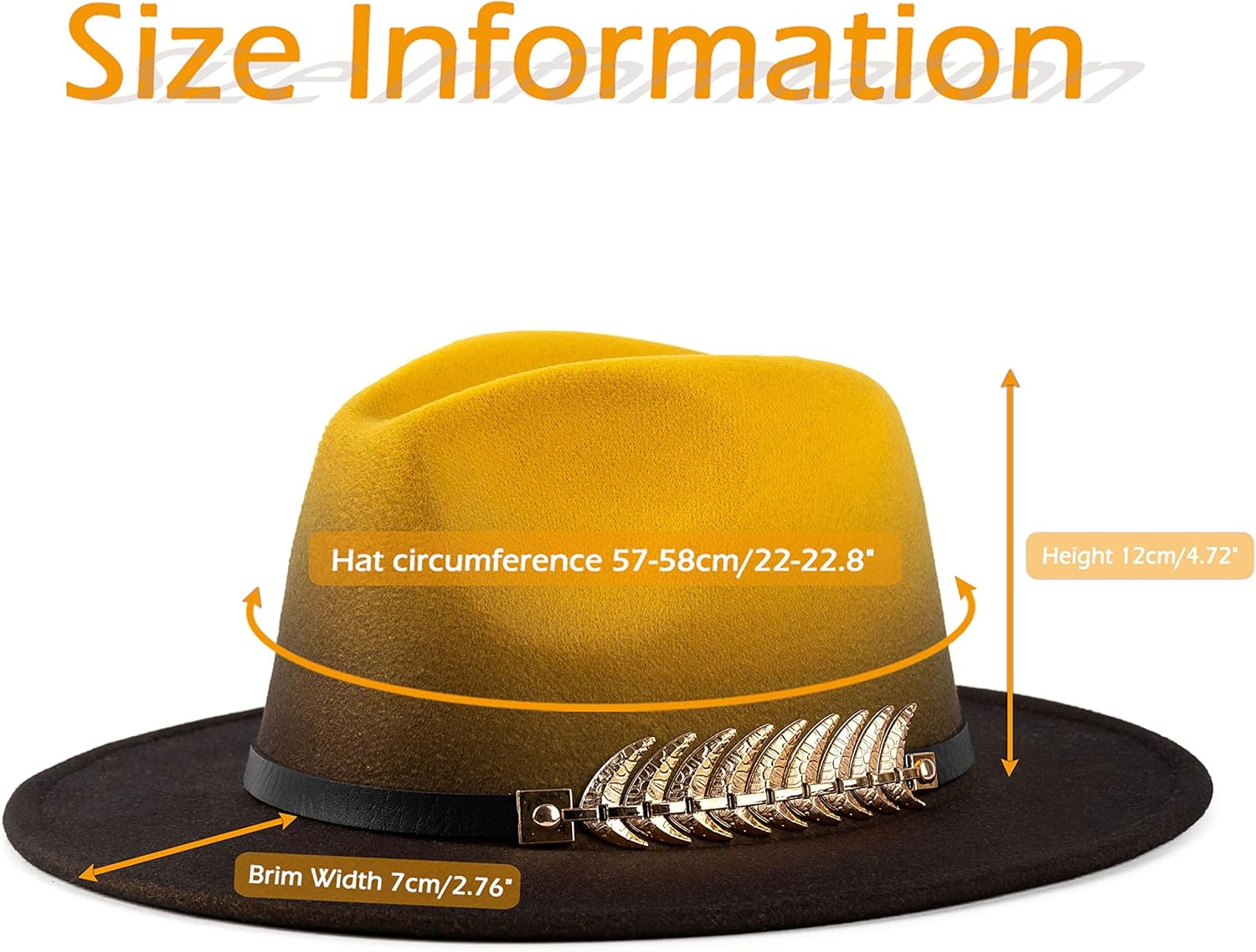 Gossifan Women Gradient Color Fedora Wide Brim Felt Panama Hat with Belt Buckle - Image 2