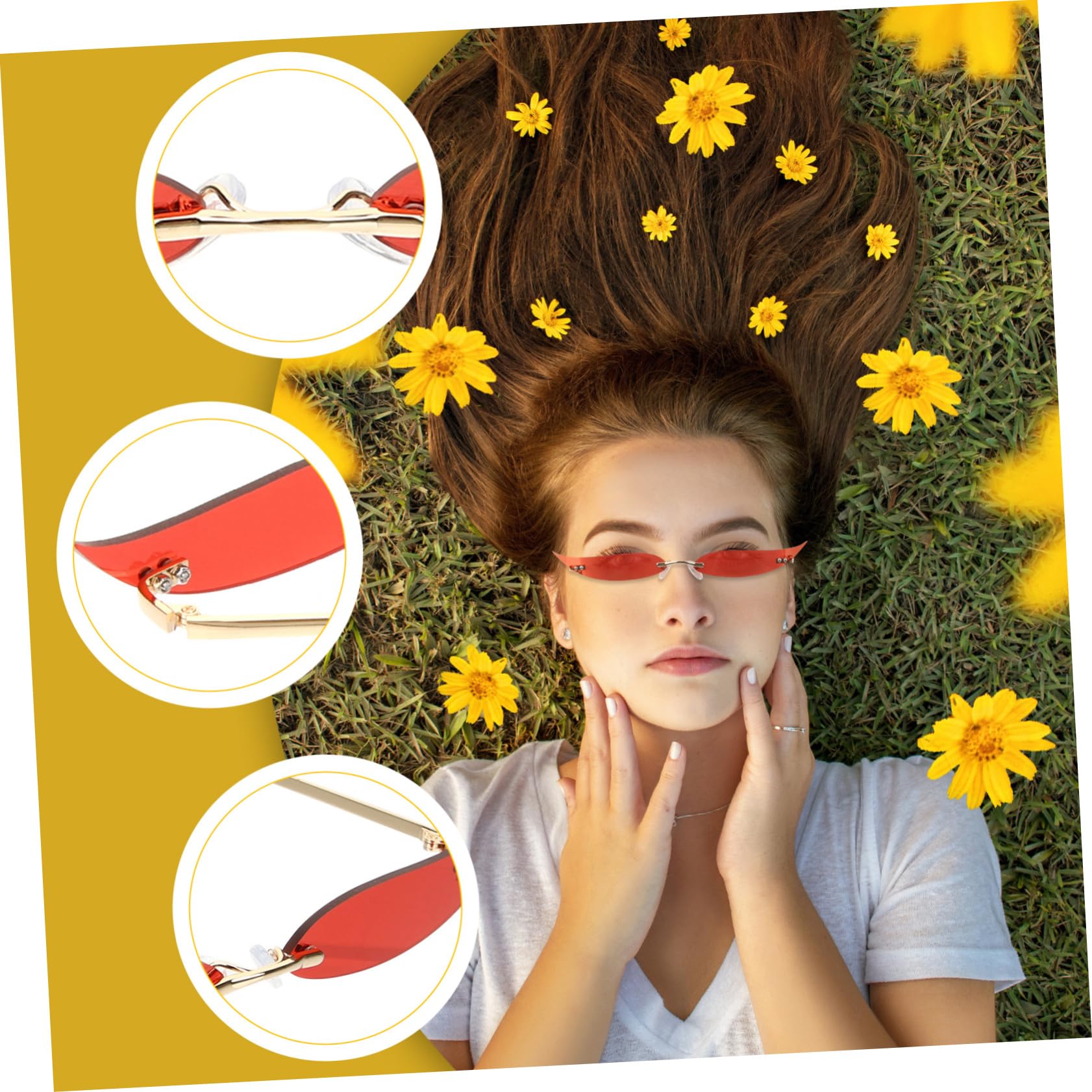 Beavorty da sole senza montatura a forma di delirio da festa per adulti signore novità da sole estetici Metallo rosso