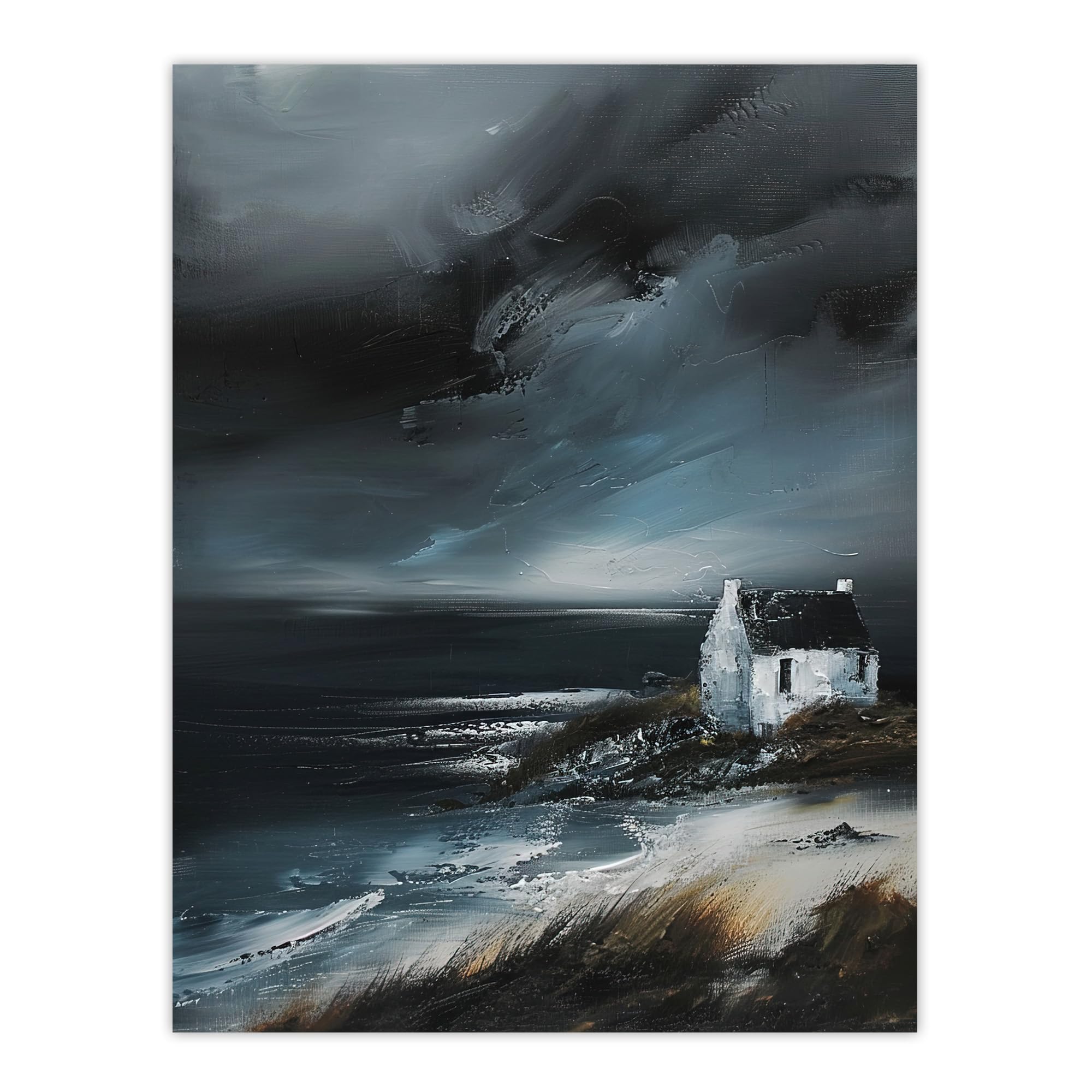 Artery8 Scottish Coastal Cottage Oil Painting Timeless Living Room Large Wall Art Poster Print Thick Paper 18X24 Inch