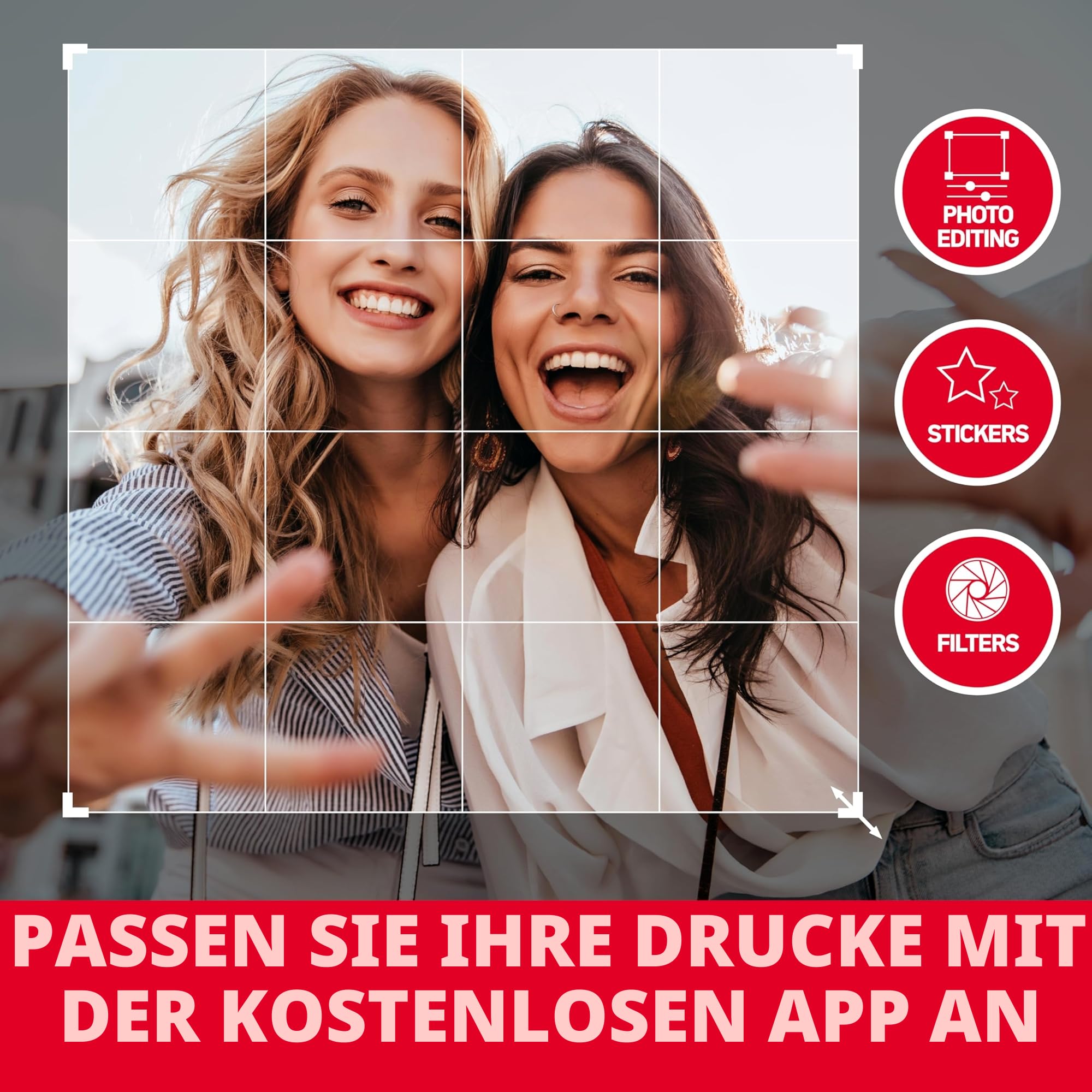 AGFA PHOTO Mini P.2 - Imprimante Portable Zink pour Photos Instantanées, Format 5x7,6 cm, Connexion Bluetooth, Compatible iOS/Android, 10 Feuilles Zink Incluses - Blanc