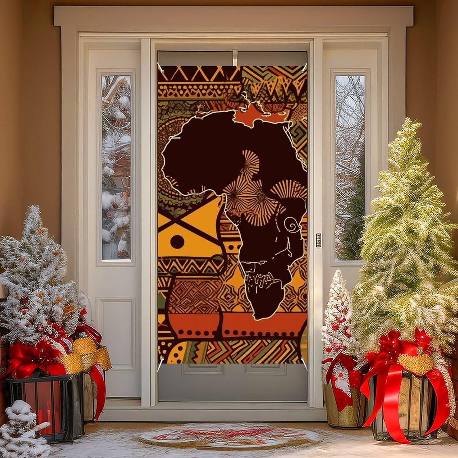African Map Ethnic Pattern Decoration Door Banner Welcome Door Cover image 5