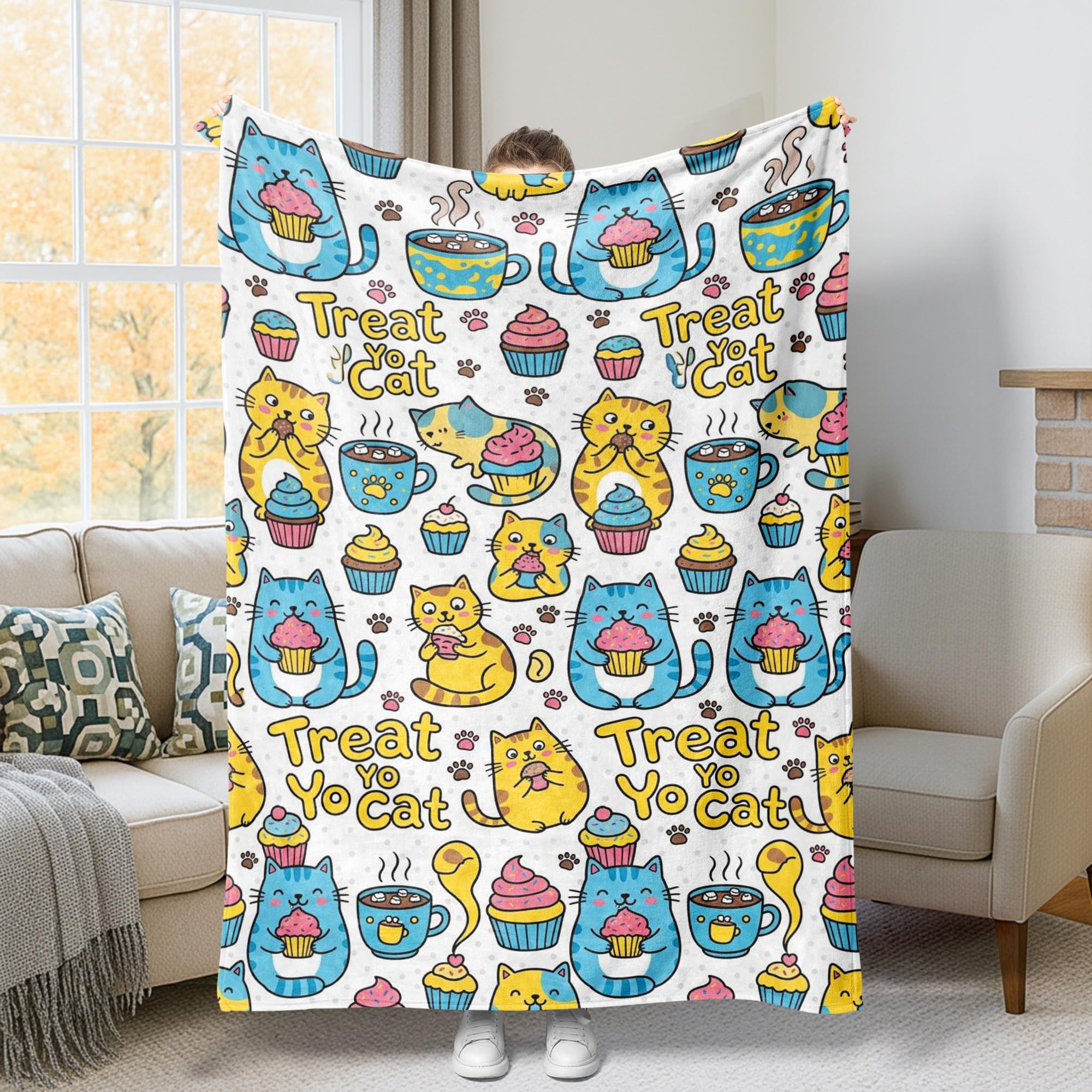Jeté de lit en fourrure chat douceur et réconfort pour le sofa