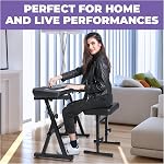 Liquid Stands Piano Keyboard Stand and Bench Set - Portable Heavy Duty Digital Piano Stand for 54-88 Key Electric Pianos & Adjustable Bench, Chair, Stool, Seat - Sturdy Keyboard Music Accessories