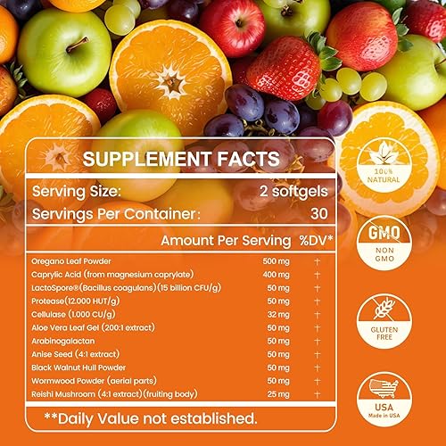 Miniatura 4 de Suplemento de apoyo Candida 11 en 1, sobrecrecimiento antifúngico, desintoxicación intestinal y salud intestinal para mujeres y hombres, probióticos