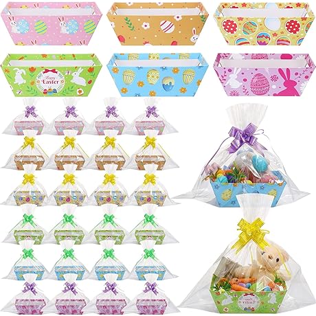 Cholemy Empty Large Easter Eggs Bunny Gifts Baskets