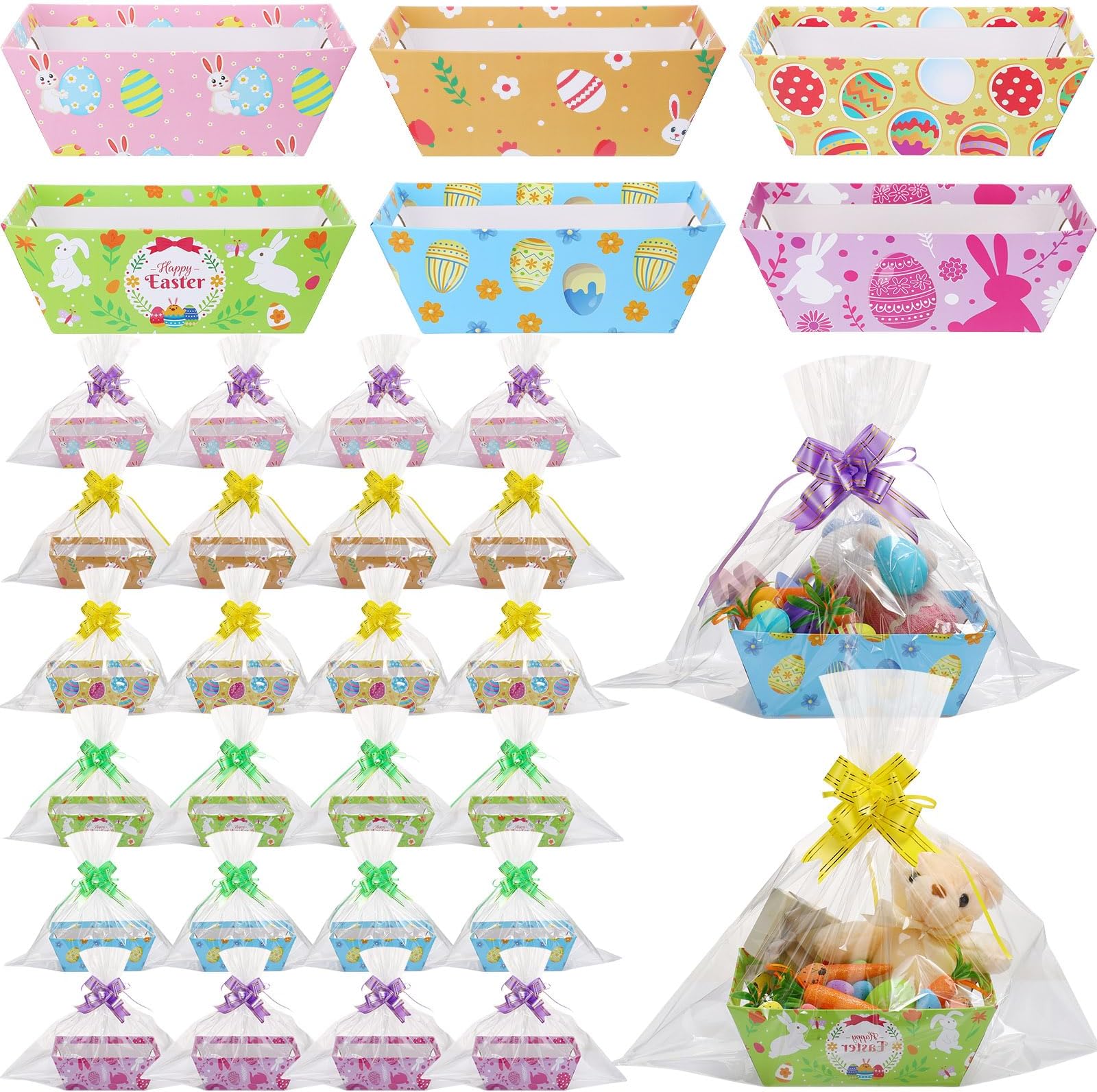 Cholemy 72 Pcs Easter Gift Baskets Empty to Fill Kit DIY
