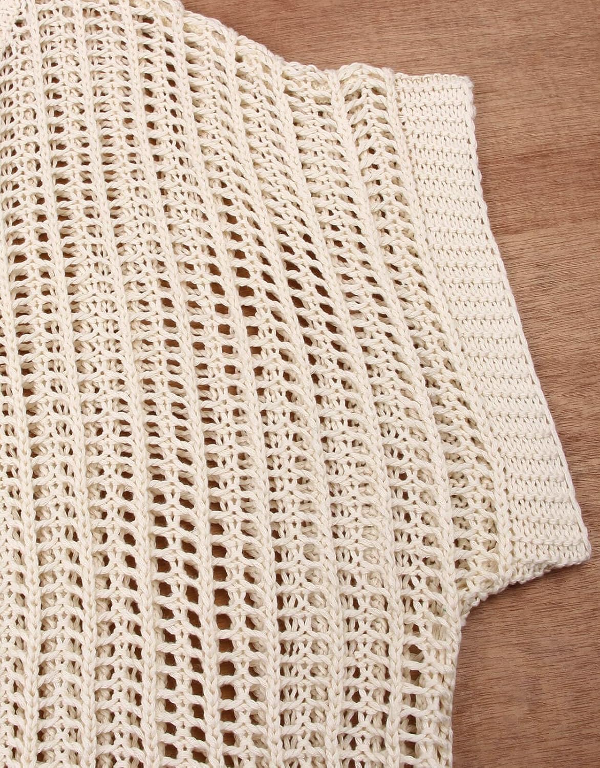 Alsol Lamesa Women's Plus Size Crochet Tops Short Sleeve Hollow Out Loose Scoop Neck Beach Crochet Cover Up 1X-5X - Image 7