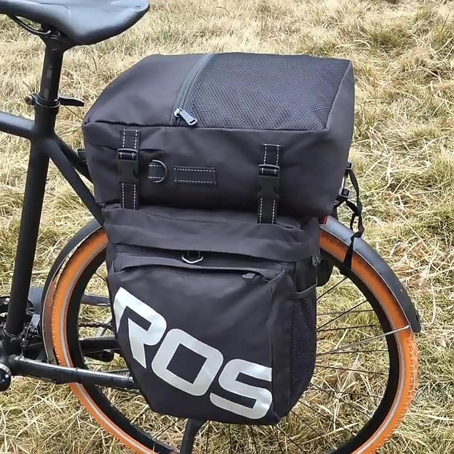 UNISTRENGH Bike Panniers Waterproof Bag - 3 in 1 Multi Function Messenger Panniers for Bicycles - Bicycle Rear Seat Trunk Bag - Saddle Bag for MTB Road Cycling (Black)
