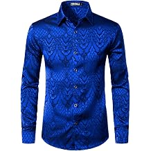 ZEROYAA Mens Hipster Slim Fit Long Sleeve Gothic Jacquard Button Up Dress Shirts for Party Prom