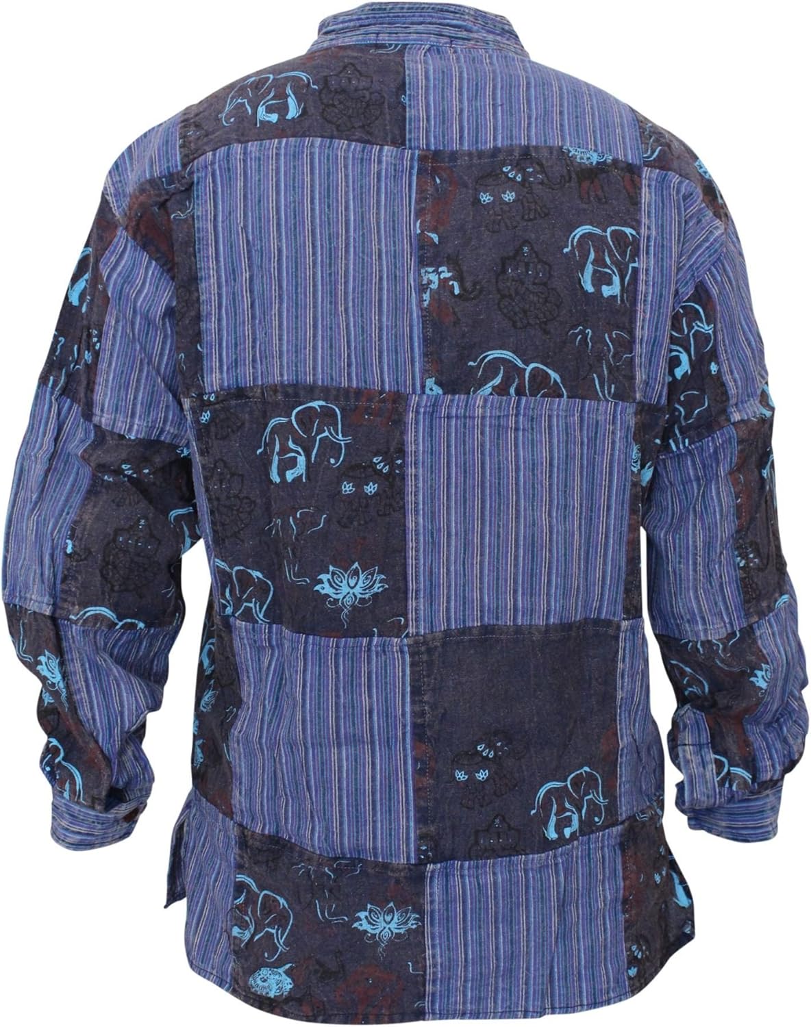 Shopoholic Fashion Mens Stonewashed Printed Patch Hippie Shirt - Image 3