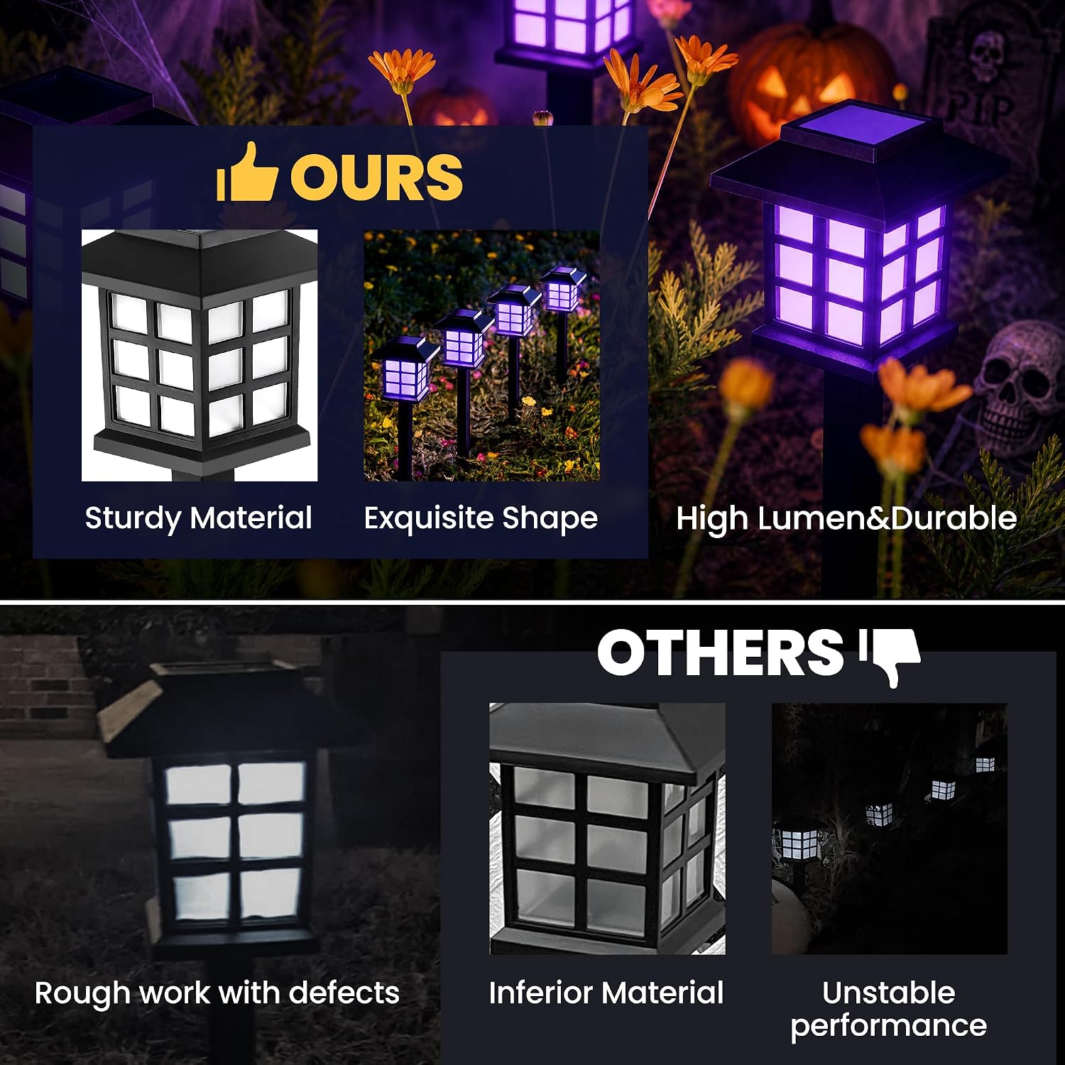 GIGALUMI Halloween Solar Lights Outdoor,12ps Purple Halloween Decorations. image 5