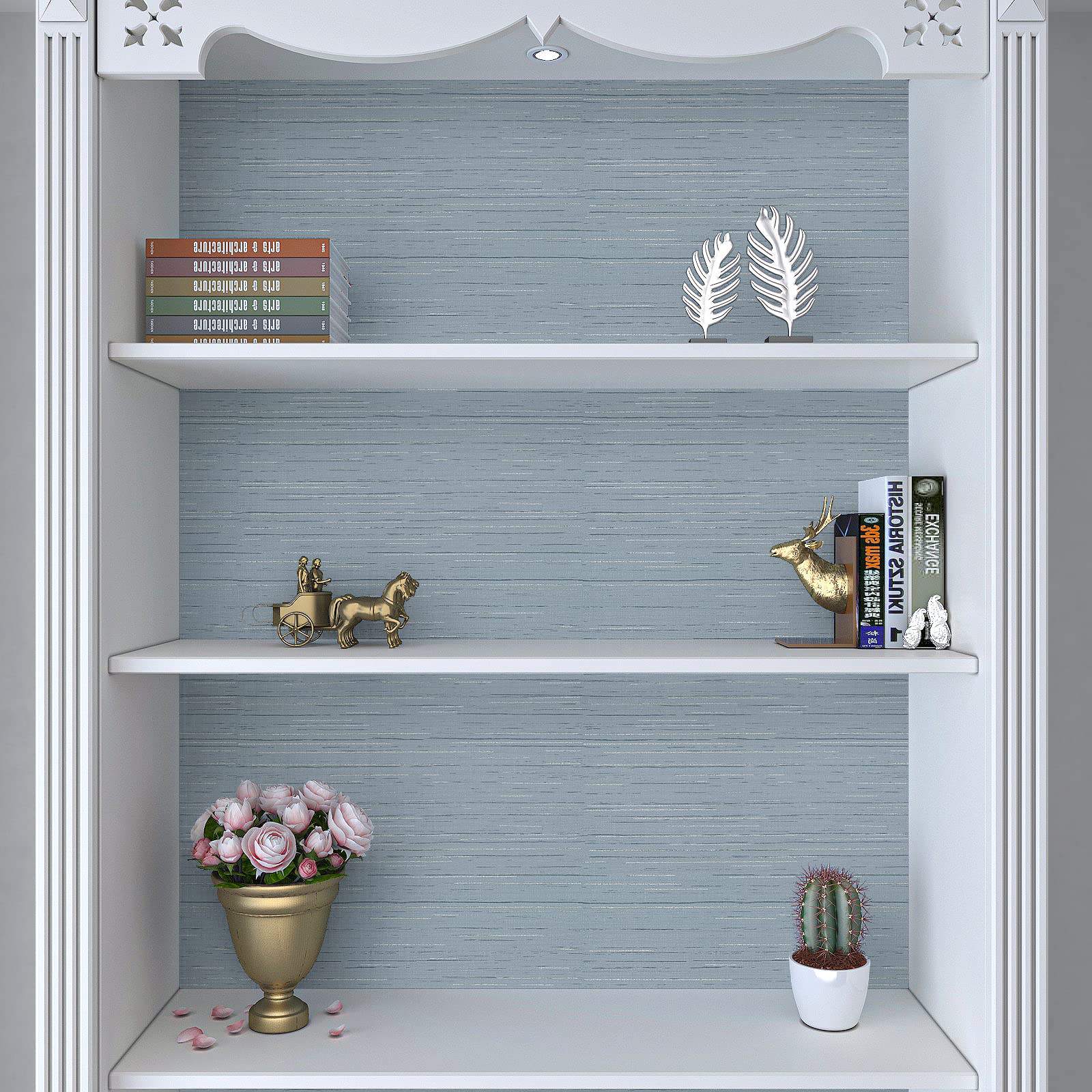 VaryPaper Blue Faux Grasscloth Peel and Stick Wallpaper40cmx200cm Linen Textured Fabric Contact Paper for Kitchen Countertop Lining Paper for Wall Sticky Back Wallpaper for Living Room Furniture Wrap - Image 4