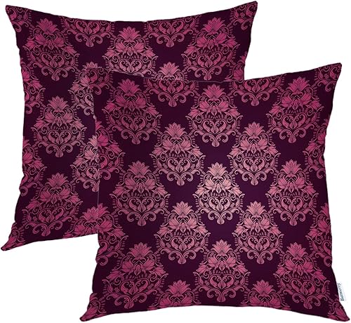 Batmerry Juego de 2 fundas de almohada florales de 18 x 18 pulgadas, estilo antiguo, arte victoriano de damasco, fundas de almohada decorativas de