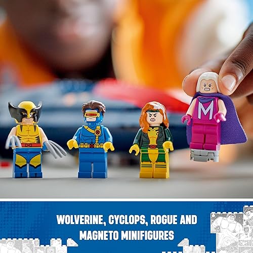 Miniatura 6 de LEGO Marvel X-Men X-Jet - Kit de construcción de modelo de avión de juguete, inspirado en Disney Plus, juguete de construcción para niños con 4