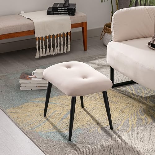 Miniatura 7 de BFZ Taburete pequeño otomano reposapiés de tela de terciopelo con patas de metal taburetes rectangulares modernos para sofá escritorio oficina sala
